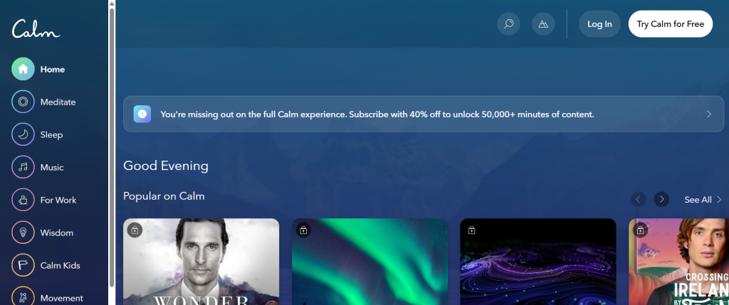 aplicaciones para mejorar el sueño - Calma