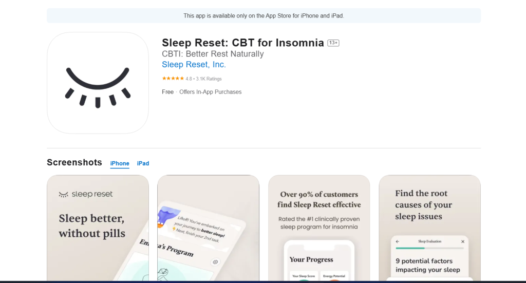 aplicaciones para mejorar el sueño - Reinicio del sueño