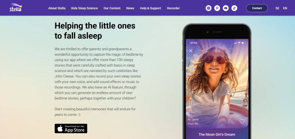 aplicaciones para mejorar el sueño - Stella Sleep (Para niños)