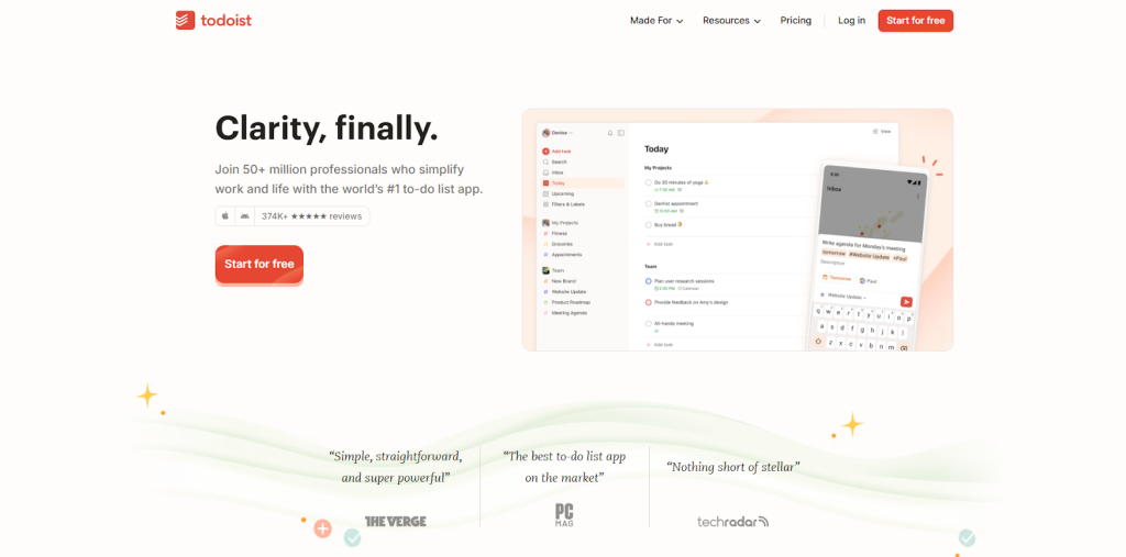 Gestión inteligente de tareas - Todoist