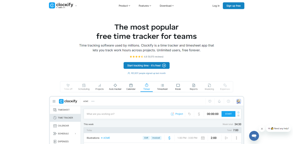 Controla las horas trabajadas y genera informes - Clockify