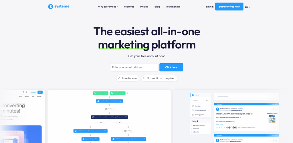 Plataformas principales iniciar un negocio online exitoso - Systeme.io