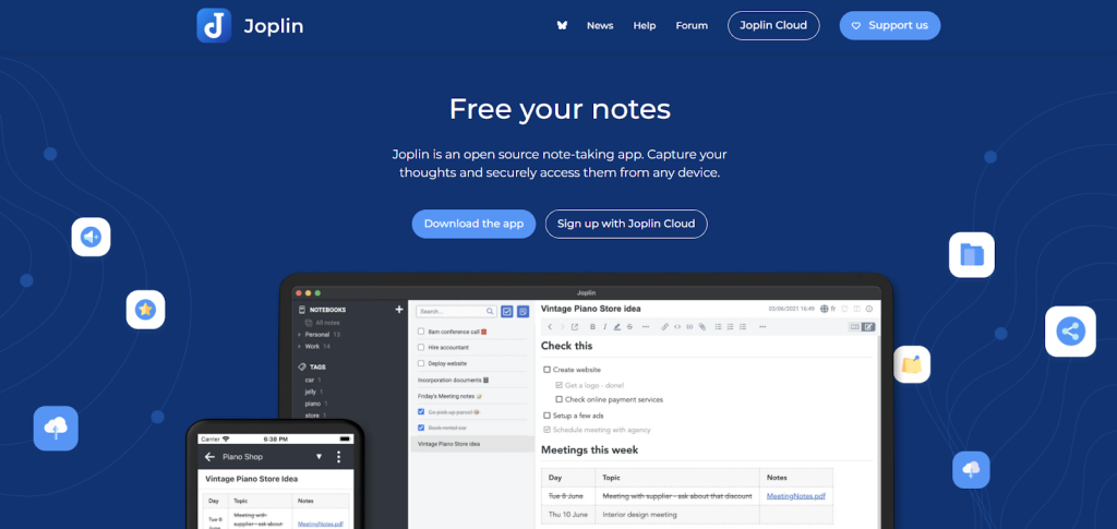 mejores aplicaciones para tomar notas - Joplin