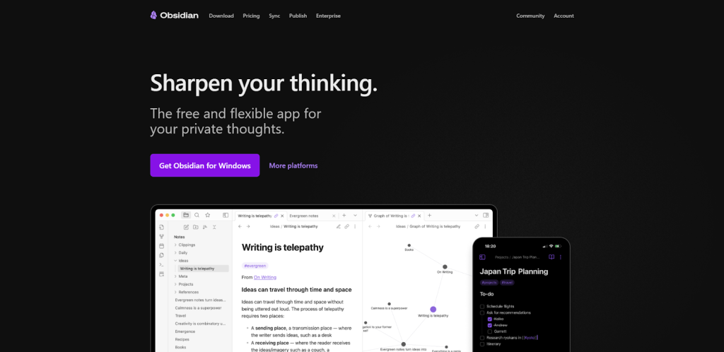 mejores aplicaciones para tomar notas - Obsidiana